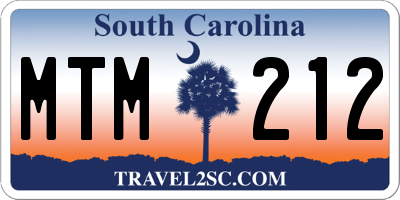 SC license plate MTM212