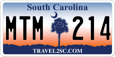 SC license plate MTM214