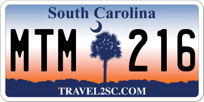 SC license plate MTM216