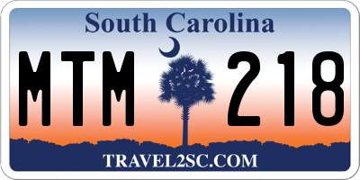 SC license plate MTM218