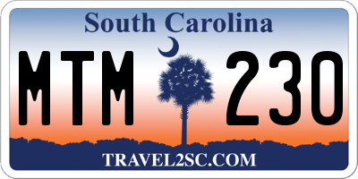 SC license plate MTM230