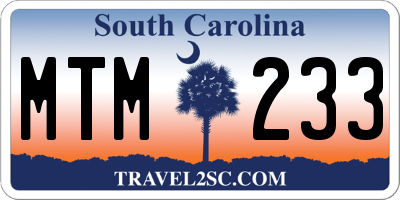 SC license plate MTM233