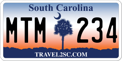 SC license plate MTM234