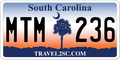 SC license plate MTM236