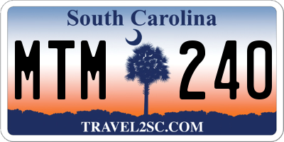 SC license plate MTM240