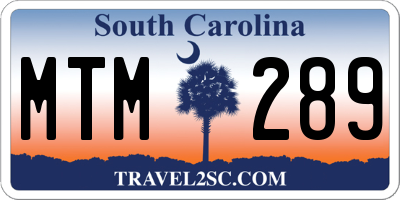 SC license plate MTM289