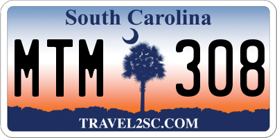 SC license plate MTM308