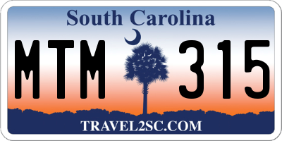 SC license plate MTM315