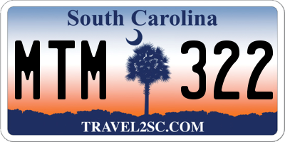 SC license plate MTM322