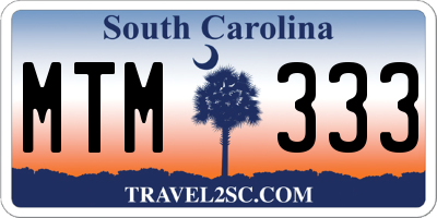 SC license plate MTM333