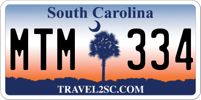 SC license plate MTM334