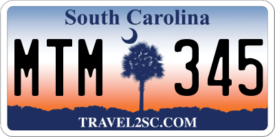 SC license plate MTM345