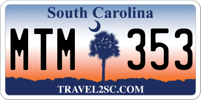 SC license plate MTM353