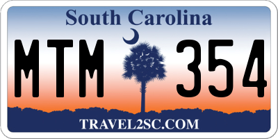 SC license plate MTM354