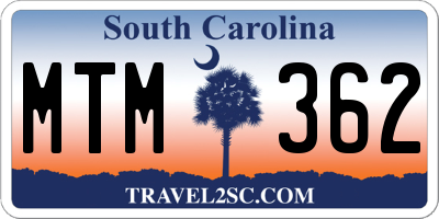 SC license plate MTM362