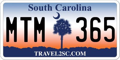 SC license plate MTM365