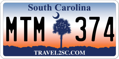 SC license plate MTM374