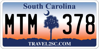 SC license plate MTM378