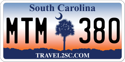 SC license plate MTM380
