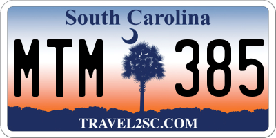 SC license plate MTM385