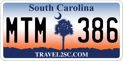 SC license plate MTM386