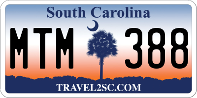 SC license plate MTM388