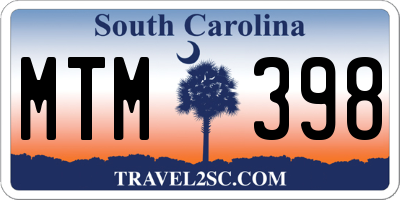 SC license plate MTM398