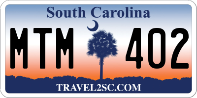 SC license plate MTM402