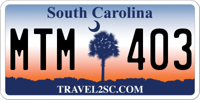 SC license plate MTM403