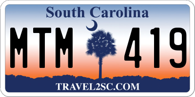 SC license plate MTM419