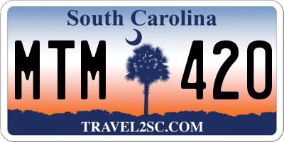 SC license plate MTM420