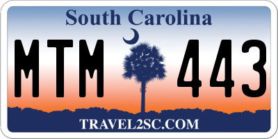 SC license plate MTM443