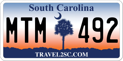 SC license plate MTM492
