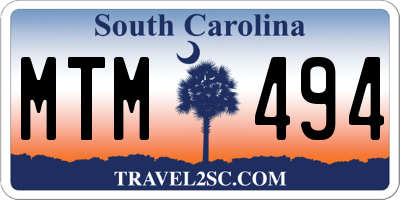SC license plate MTM494