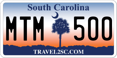 SC license plate MTM500