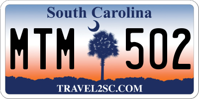 SC license plate MTM502