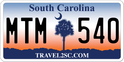 SC license plate MTM540