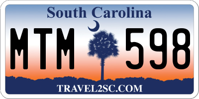 SC license plate MTM598