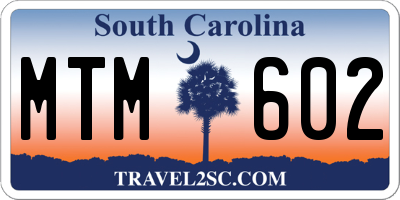 SC license plate MTM602