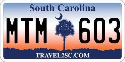 SC license plate MTM603