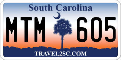 SC license plate MTM605
