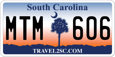 SC license plate MTM606