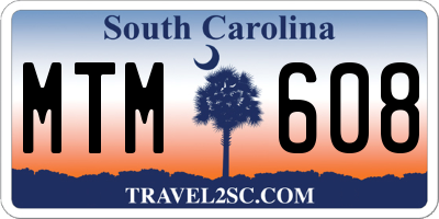 SC license plate MTM608
