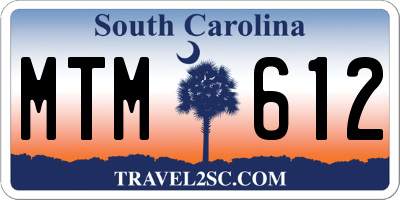 SC license plate MTM612