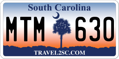 SC license plate MTM630