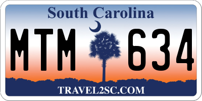 SC license plate MTM634