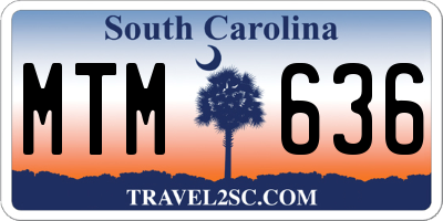 SC license plate MTM636
