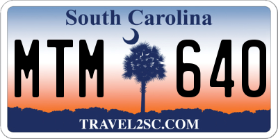 SC license plate MTM640