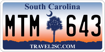 SC license plate MTM643