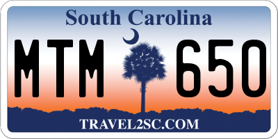 SC license plate MTM650